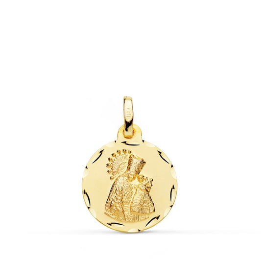 Medalla Virgen de Los Desamparados Tallada 16 mm de oro amarillo 18K