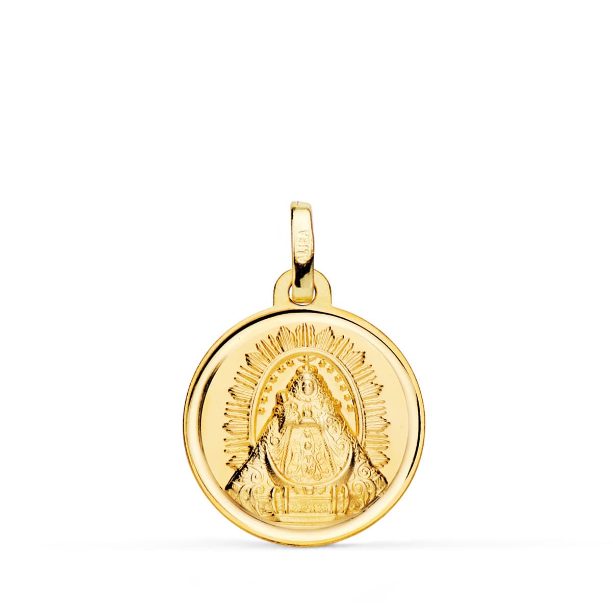 Medalla Virgen de Las Nieves Bisel 18 mm de oro amarillo 18K
