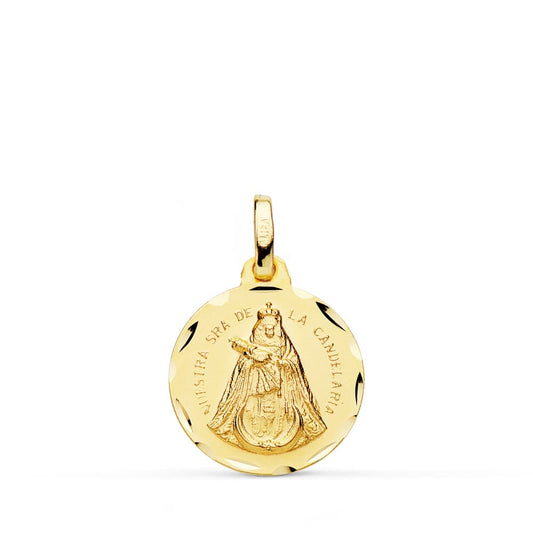 Medalla Nuestra Señora de la Candelaria Tallada 16 mm de oro amarillo 18K