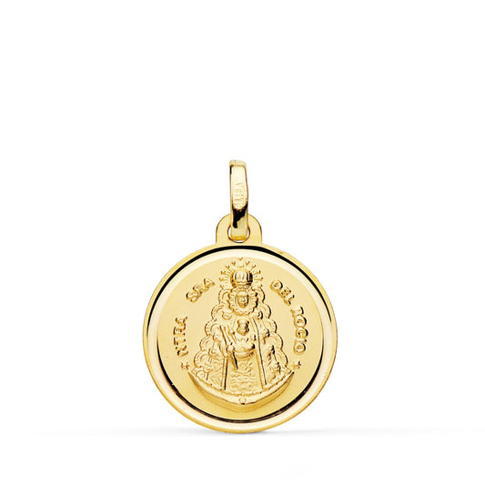 Medalla Virgen del Rocio Bisel 18 mm de oro amarillo 18K