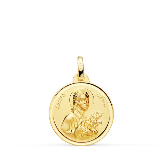 Medalla Santa Gema Bisel 18 mm de oro amarillo 18K