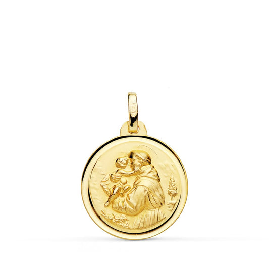 Medalla San Antonio Bisel 18 mm de oro amarillo 18K