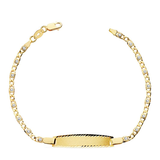 Pulsera Esclava Circonita 16,5 cm 2,5 mm de oro amarillo 18K
