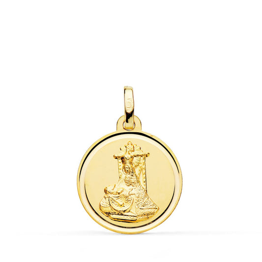 Medalla Virgen de Las Angustias Bisel 20 mm de oro amarillo 18K