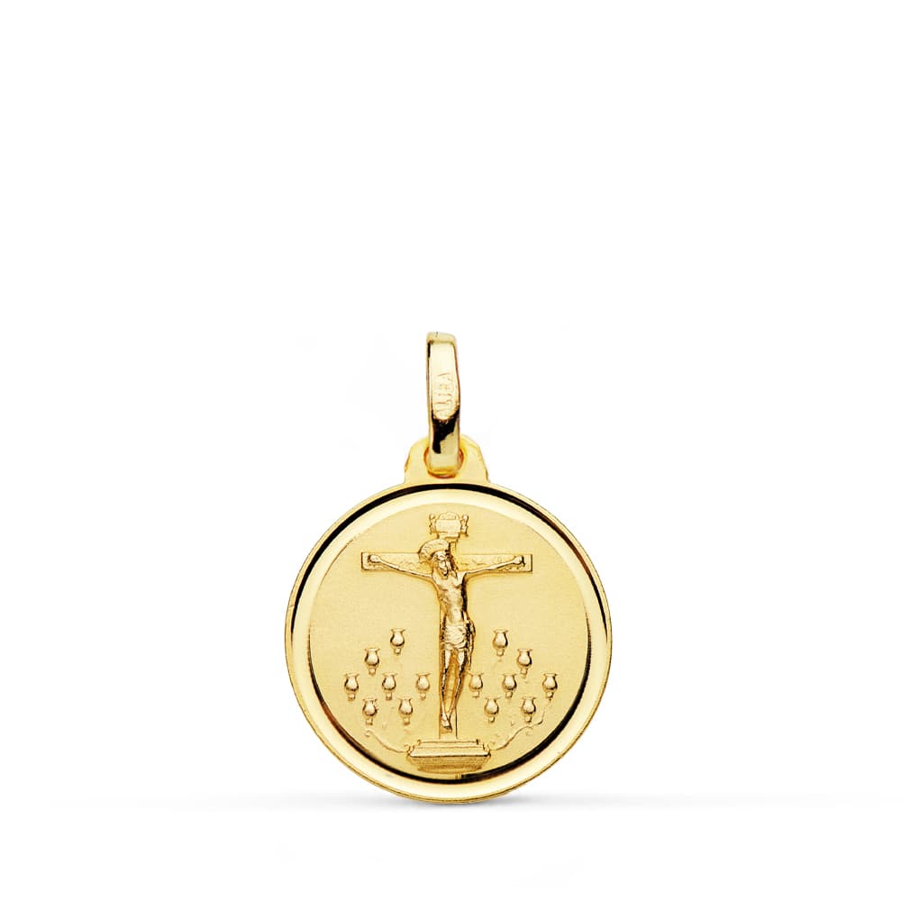 18K MEDALLA ORO AMARILLO CRISTO DE LA LAGUNA BISEL 16 MM 1.85 GR