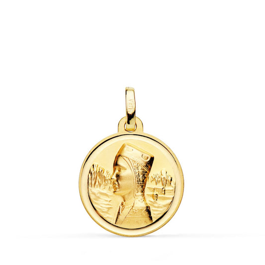 Medalla Virgen de Montserrat Bisel 18 mm de oro amarillo 18K