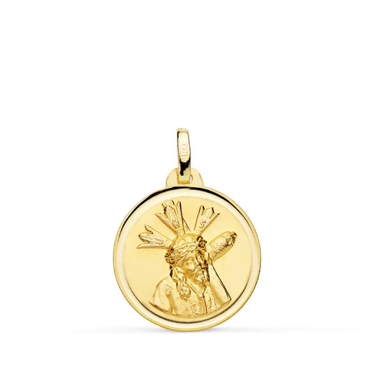 Medalla Cristo del Gran Poder Bisel 18 mm de oro amarillo 18K