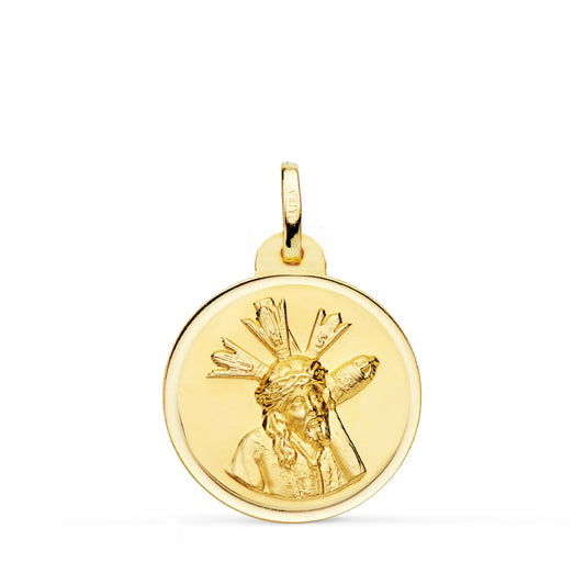 Medalla Cristo del Gran Poder Bisel 20 mm de oro amarillo 18K
