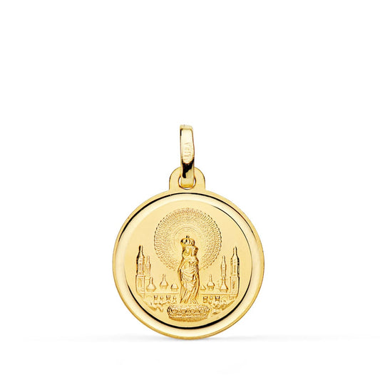 Medalla Virgen del Pilar 18 mm de oro amarillo 18K