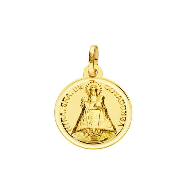 Medalla Virgen de Covadonga 16 mm de oro amarillo 18K