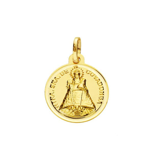 Medalla Virgen de Covadonga 16 mm de oro amarillo 18K