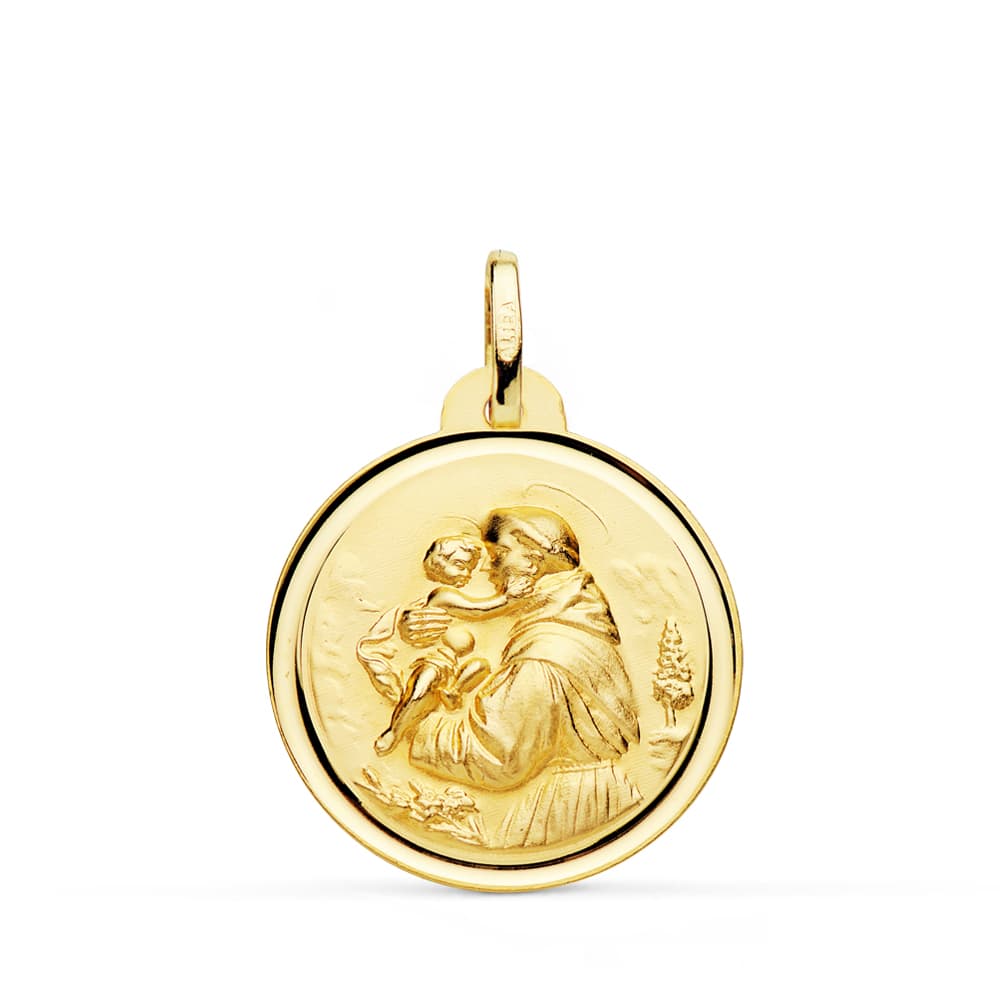 Medalla San Antonio Bisel 24 mm de oro amarillo 18K