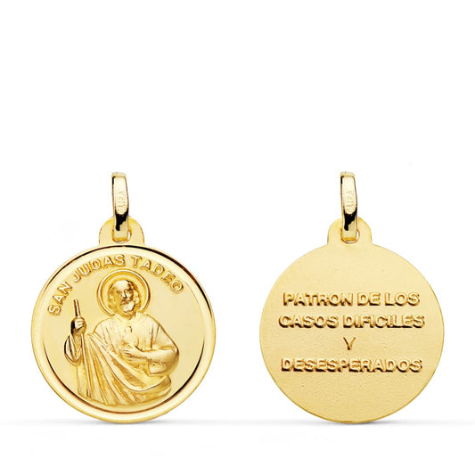 Medalla San Judas Tadeo Bisel 18 mm de oro amarillo 18K