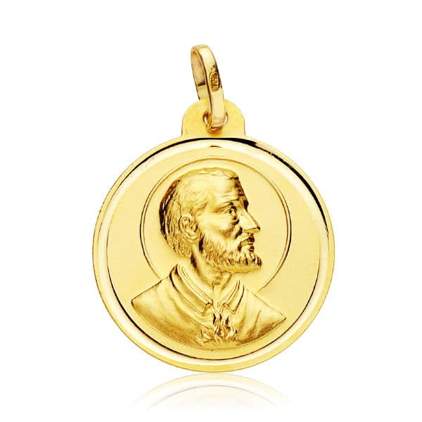 Medalla San Francisco Javier 22 mm de oro amarillo 18K