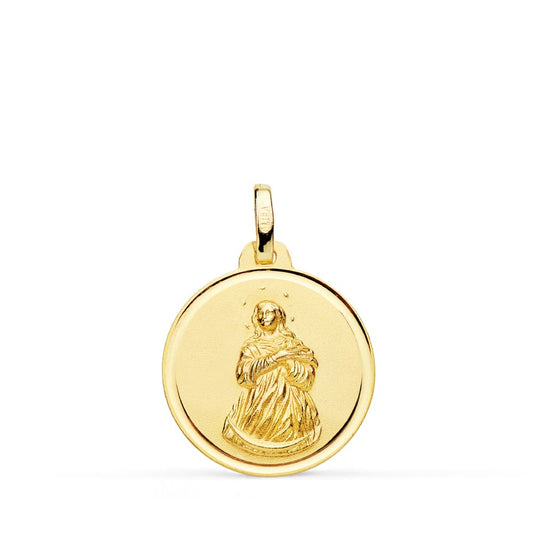 Medalla Virgen Inmaculada 18 mm Bisel de oro amarillo 18K