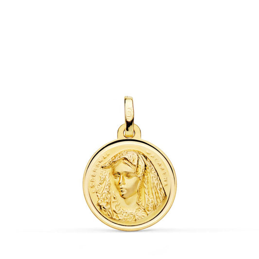 Medalla Virgen Macarena Bisel 16 mm de oro amarillo 18K