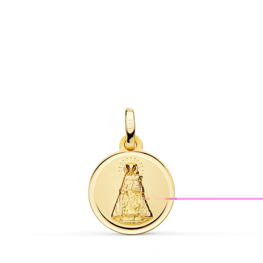 Medalla Virgen de Los Desamparados 14 mm Bisel de oro amarillo 18K
