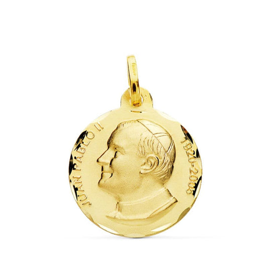 18K MEDALLA ORO AMARILLO SAN JUAN PABLO II 18 MM TALLADA