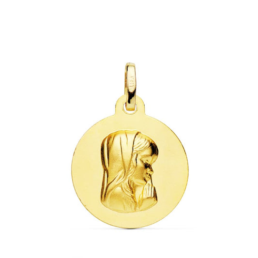 Medalla Virgen Niña Matizada 16 mm de oro amarillo 18K