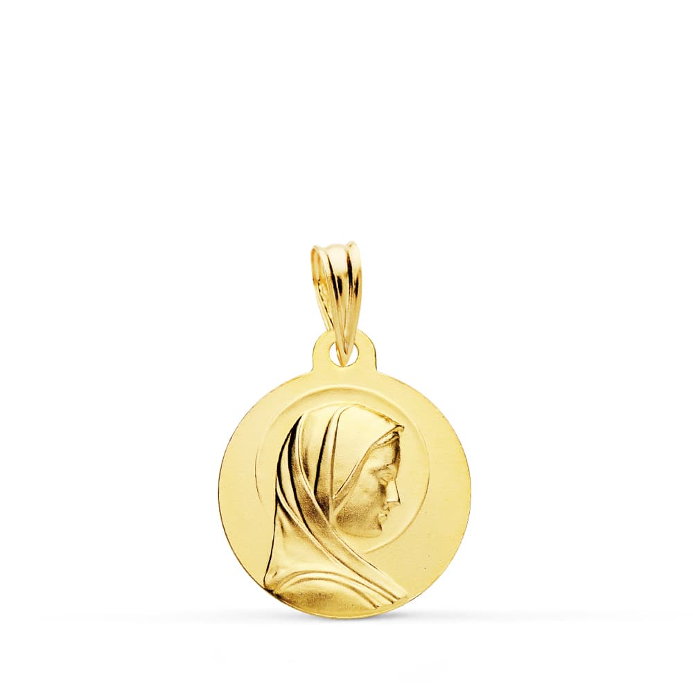 Medalla Virgen Niña 16 mm de oro amarillo 18K