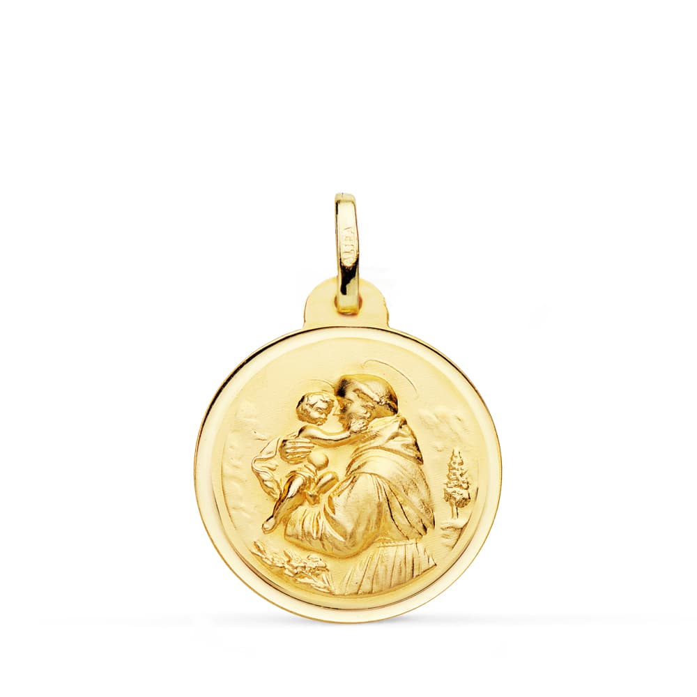Medalla de San Antonio Bisel 20 mm de oro amarillo 18K