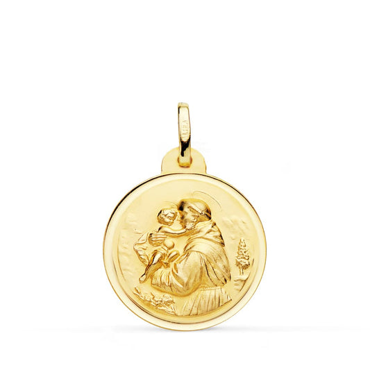 Medalla de San Antonio Bisel 20 mm de oro amarillo 18K