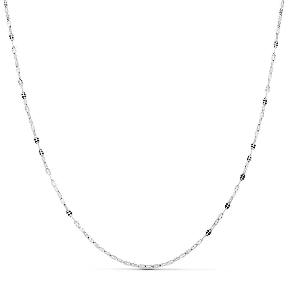 Cadena Maciza Eslabones Planos Tallados 1,5 mm 45 cm de oro blanco 18K