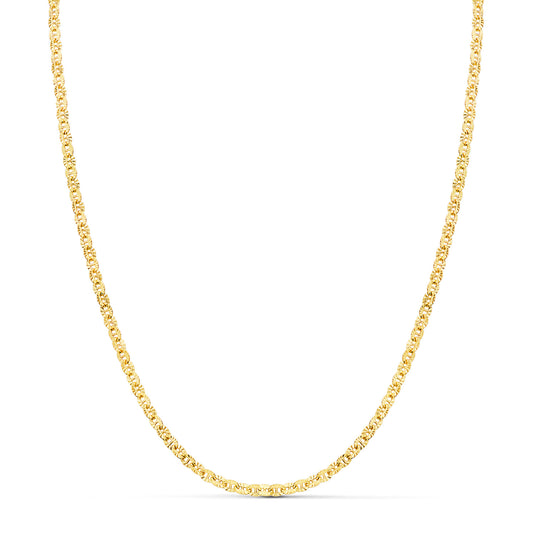 18K CADENA ORO AMARILLO FORZADA HUECA ESLABON TALLADO LARGO 40CM ANCHO 2 MM