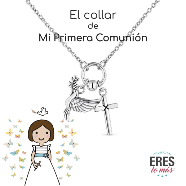 Collar Eres lo mas Comunión cadena forzada con aro y dos motivos colgando