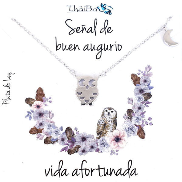 Joyas Con Mensaje - Coll558 Collar Buho Suerte - Senora