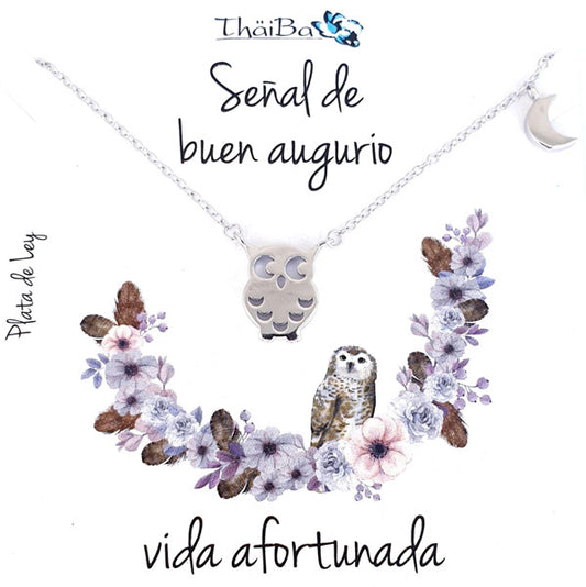Joyas Con Mensaje - Coll558 Collar Buho Suerte - Senora