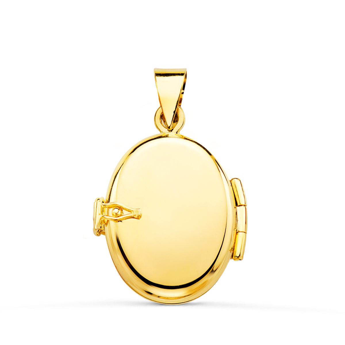 Guardapelo Dije Portafotos Oval Labrado. 18 x 14 mm de oro amarillo 18K