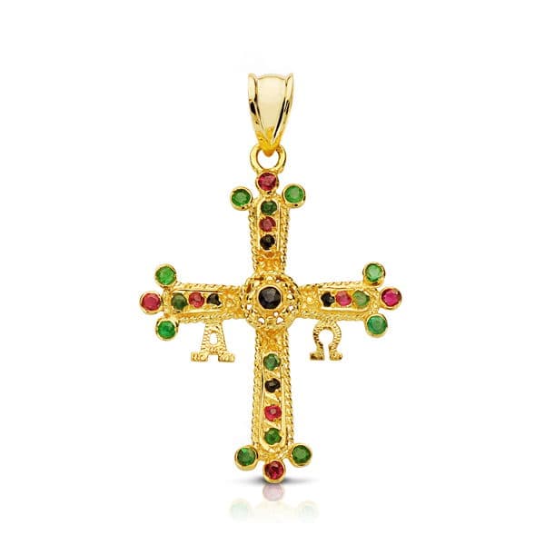 18K CRUZ ORO AMARILLO DE COVADONGA O VICTORIA PEQUEÑA 28X24 MM