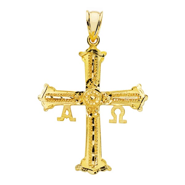 18K CRUZ ORO AMARILLO DE COVADONGA O VICTORIA GRANDE 39X30 MM