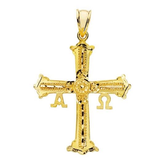 18K CRUZ ORO AMARILLO DE COVADONGA O VICTORIA GRANDE 39X30 MM