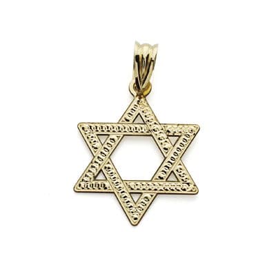 Colgante Estrella de David 23 x 18 mm Tallada de oro amarillo 18K