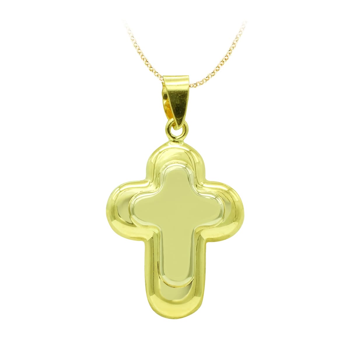Cruz Bicolor sin Cristo. 22 x 15 mm 18K