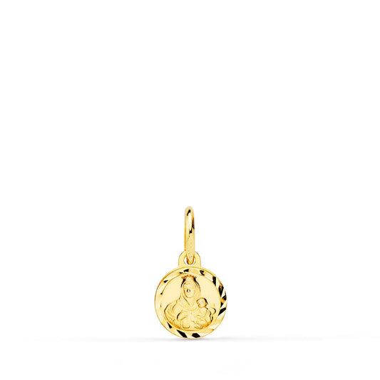 Medalla Mini Lenteja Virgen del Carmen Tallada 8 mm de oro amarillo 18K