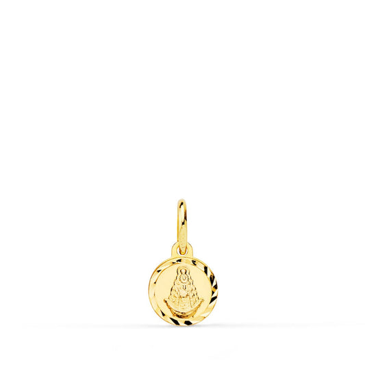 Medalla Lenteja Virgen del Rocio Talla Helice 8 mm de oro amarillo 18K