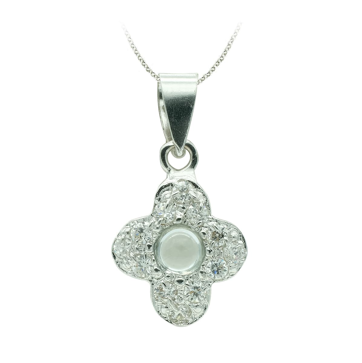 18K CRUZ ORO BLANCO CON CIRCONITA 14X10 MM