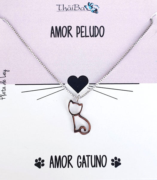 Joyas Con Mensaje - Coll659 Amor Gatuno - Senora