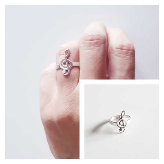 Anillos De Plata - 3456 Anillo Clave De Sol Thaib - Senora