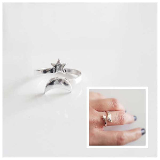 Anillos De Plata - 2840 Luna Y Estrella Thaiba - Senora