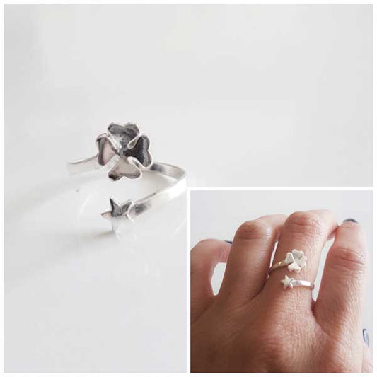 Anillos De Plata - 2830 Anillo Trebol Thaiba - Senora
