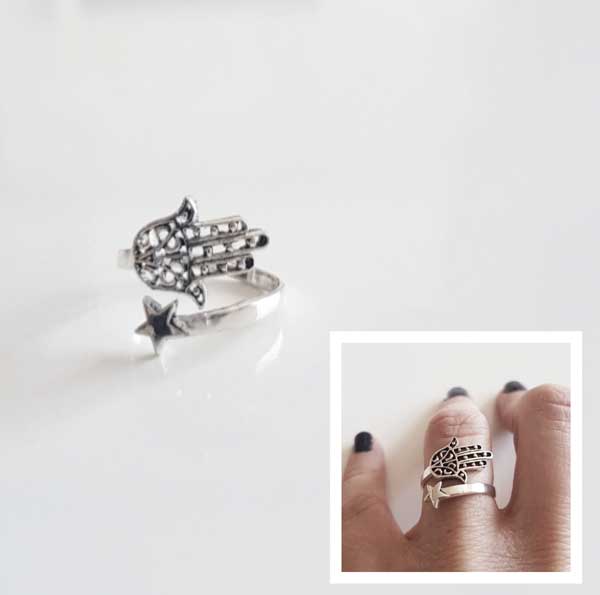 Anillos De Plata - 2855 Anillo Mano Fatima Thaiba - Senora