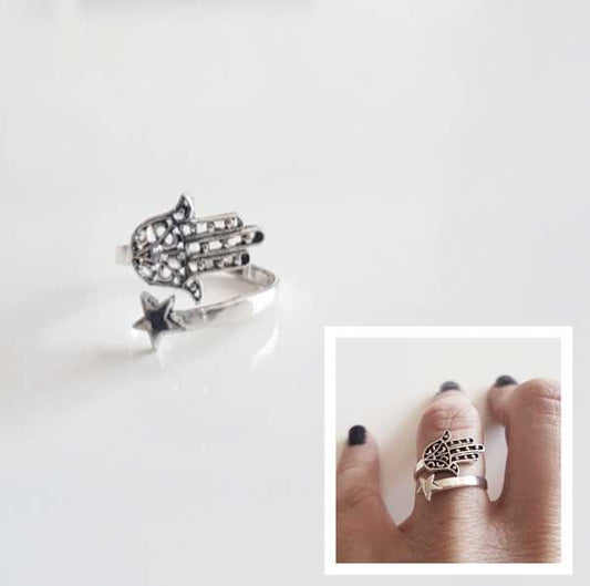 Anillos De Plata - 2855 Anillo Mano Fatima Thaiba - Senora