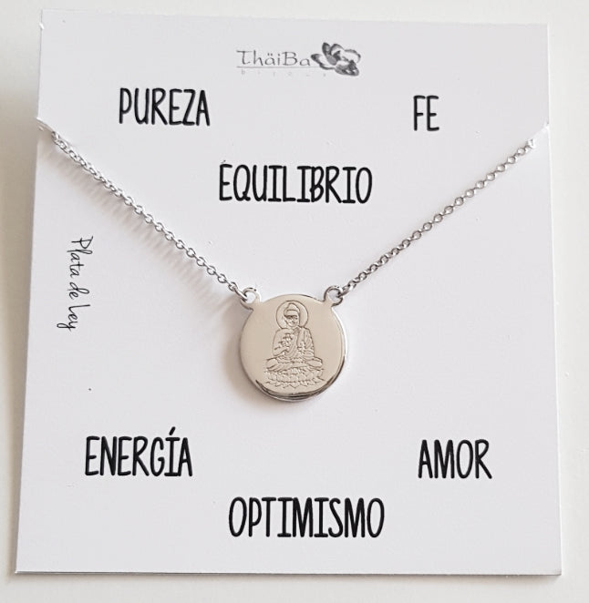Joyas Con Mensaje - Coll498 Collar Vive - Budha - Senora