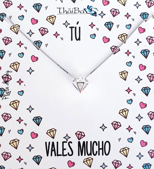Joyas Con Mensaje - Coll587 Collar Vive - Diamante - Senora