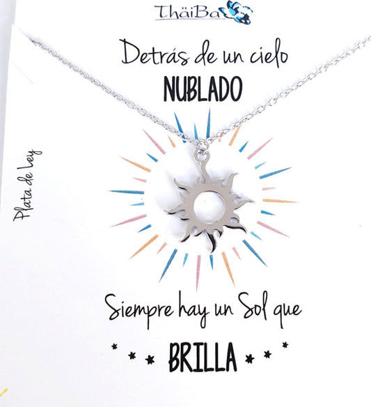 Joyas Con Mensaje - Coll591 Collar Vive - Sol - Senora