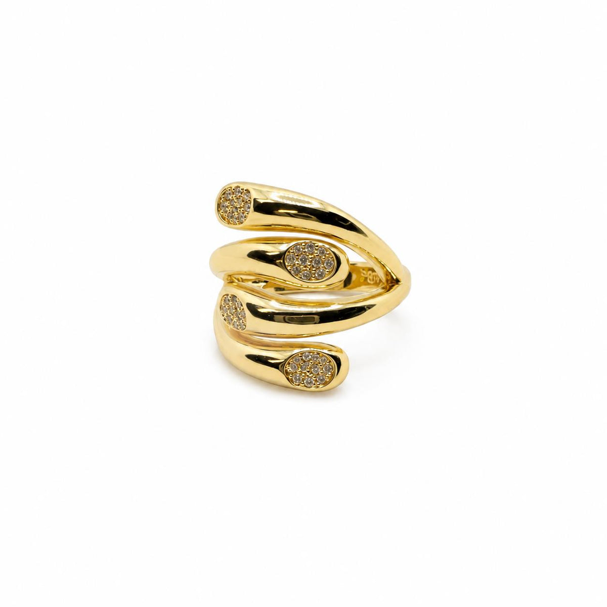 Anillo abrazo Aura con baño de oro de 14 quilates - Joyería Zafir